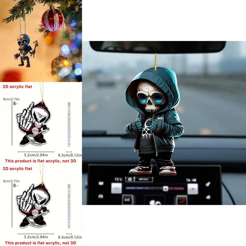 Halloween Themed Skull Pattern Acrylic Pendant For Car Accessories