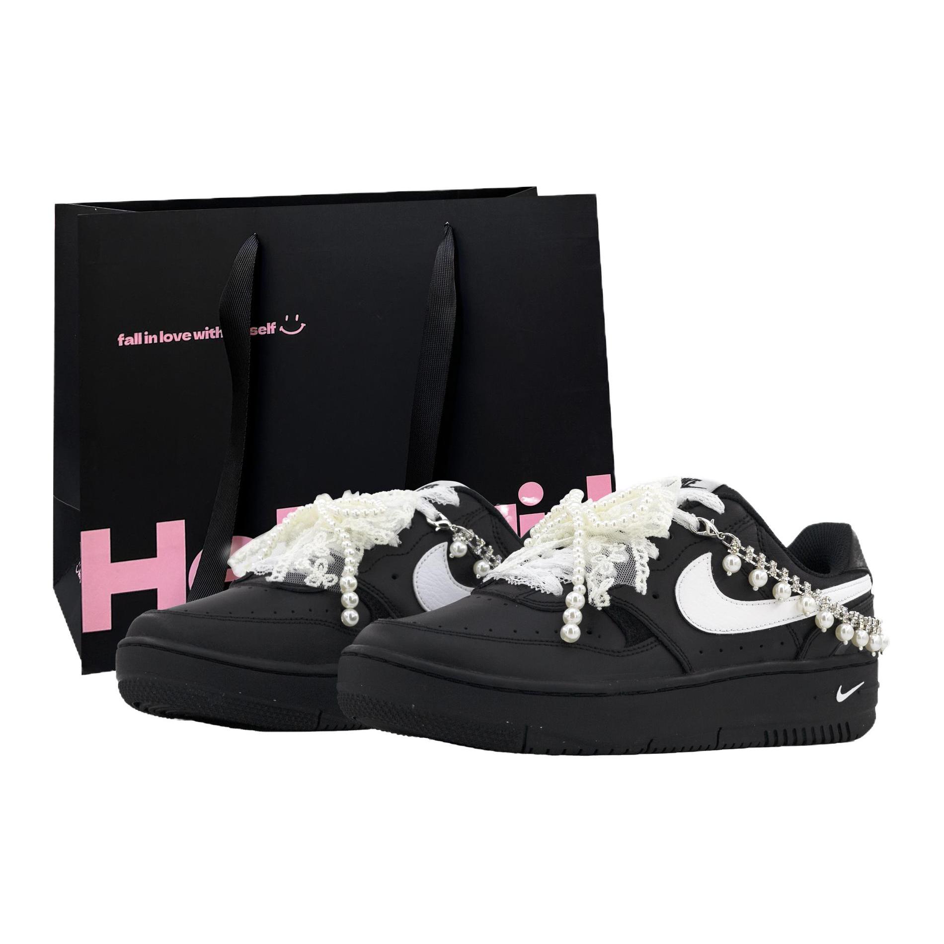 

Nike Gamma Force Slip Resistant Abrasion Resistant Low top Skateboard Shoes Women s Black White FQ6476-010(Team-) 35.5