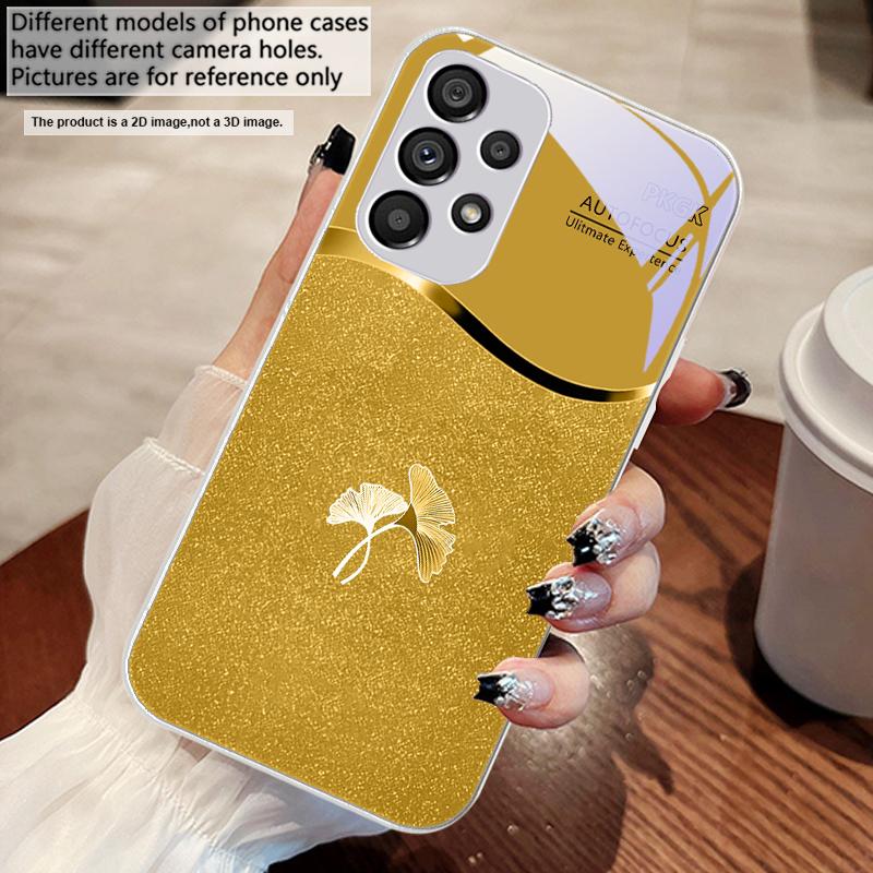 Pink Gradient Ginkgo For Samsung S 25 S25 Edge S25Ultra S8 S9 S10 20 U Ltra S21 Pro S22 Plus S23 FE S24 Ultra Glass Phone Case