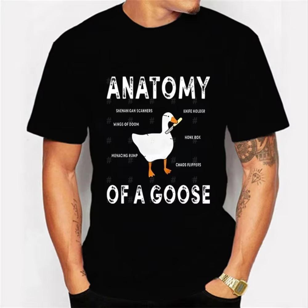 T Shirt for Men Antomy of Goose Print Men Tee Tops Clothes Duck Cartoon Oversized T Shirt Clothing Short Sleeve Tee Shirts Homme
