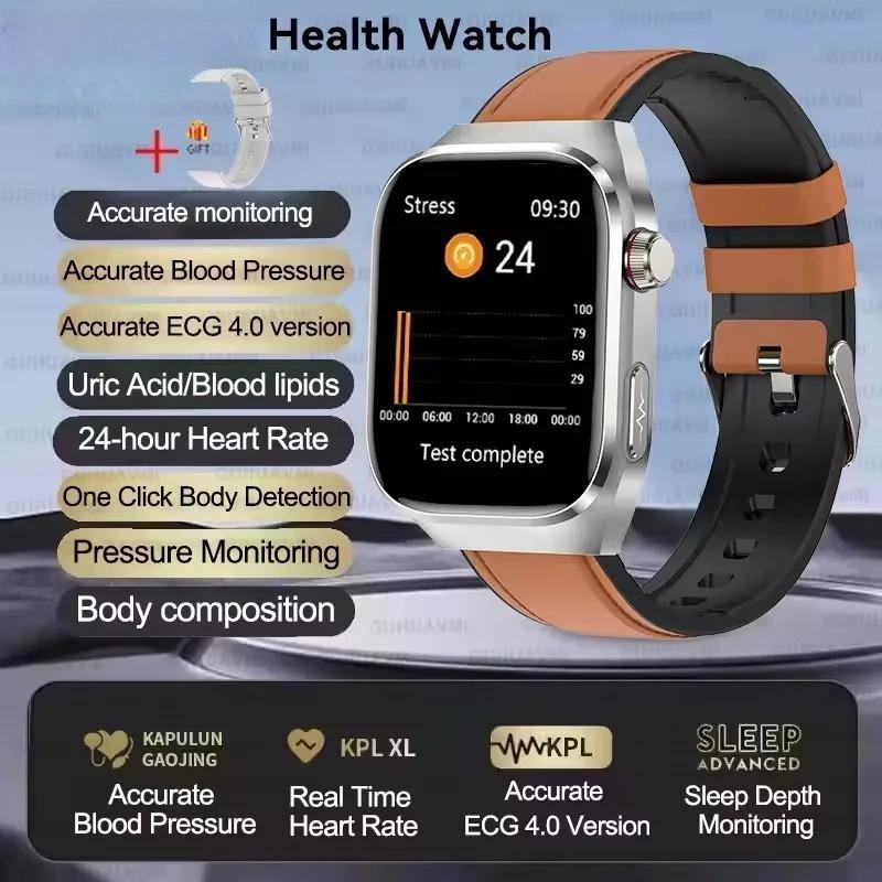 2026 NEW ECG Blood Oxygen Blood Pressure Temp Monitor Men Uric Acid Blood Fat Health Diagnosis HD Bluetooth Call Men Smart Watch