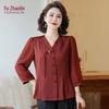 Yuzhaolin Damen Neue Chinesische Stil Dreiviertelarm Bluse