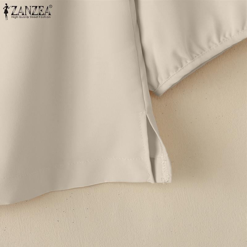 ZANZEA Women Casual Square Collar Loose Half Sleeve Plain Blouse