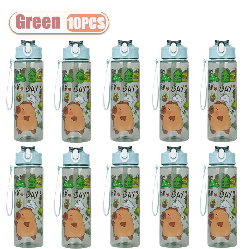 1-10PCS Capybara Cartoon Water Bottle with Straw for Gift Lightweight Dishwasher Round Reusable Whimsical Design