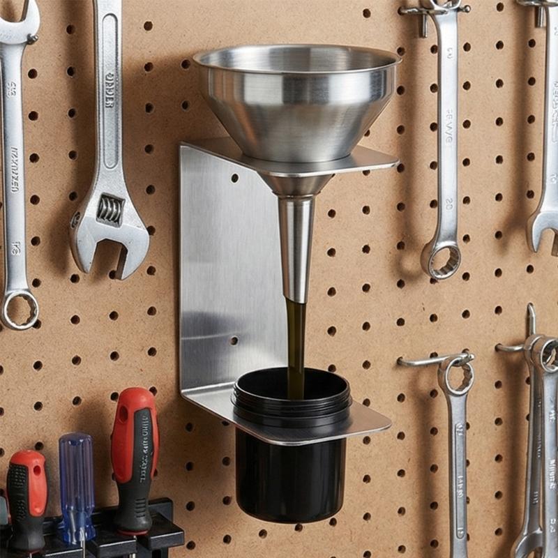 2Pack Wall Mounted Oil Funnel Holder Funnel Bracket Organizers Aluminum Construction For Workshop Use