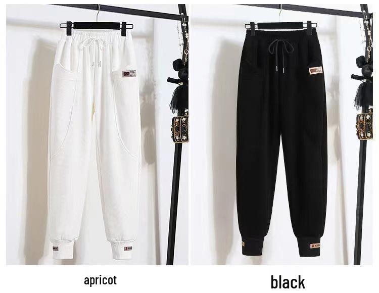 Women's Gray Fleece-Lined Sweatpants 2025: Loose, Versatile Autumn/Winter Joggers - Trendy Harem Style Casual Pants.