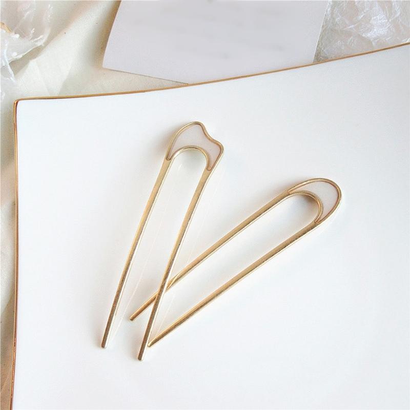 Set aus 2 eleganten U-förmigen Metallhaargabeln, elegante Damen Chignon Haarnadel Spange Haarnadel für Partys und formelle Veranstaltungen
