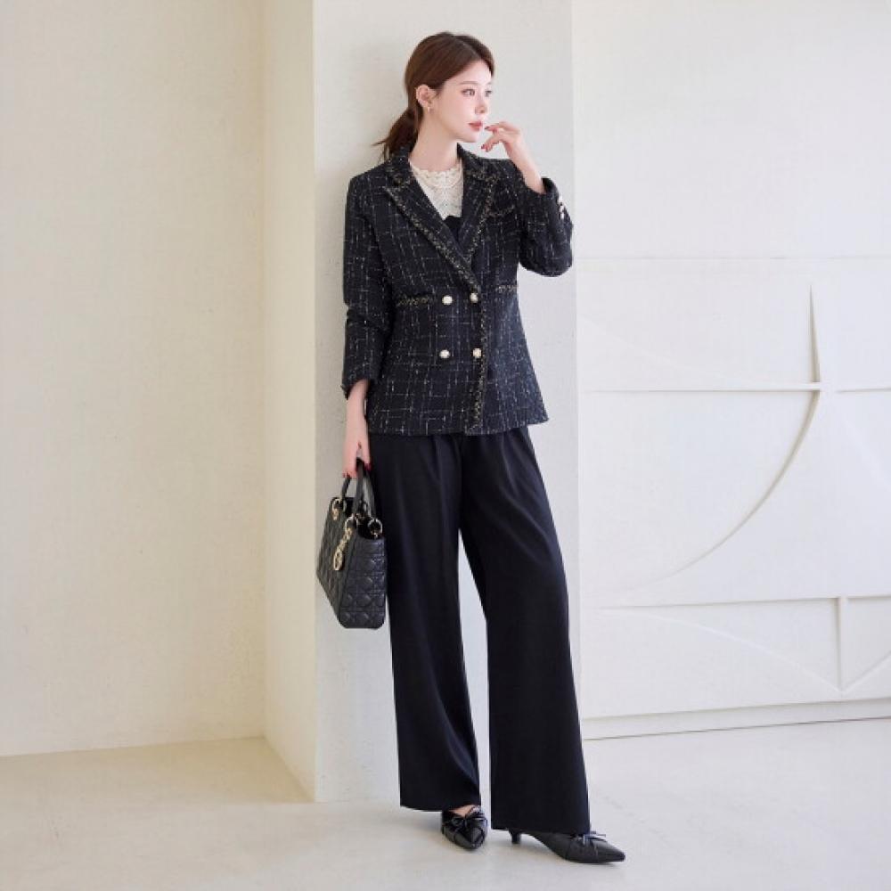 Morris Coming Home Women Tweed Color Block Tailored Long Sleeve Jacket M2602jk