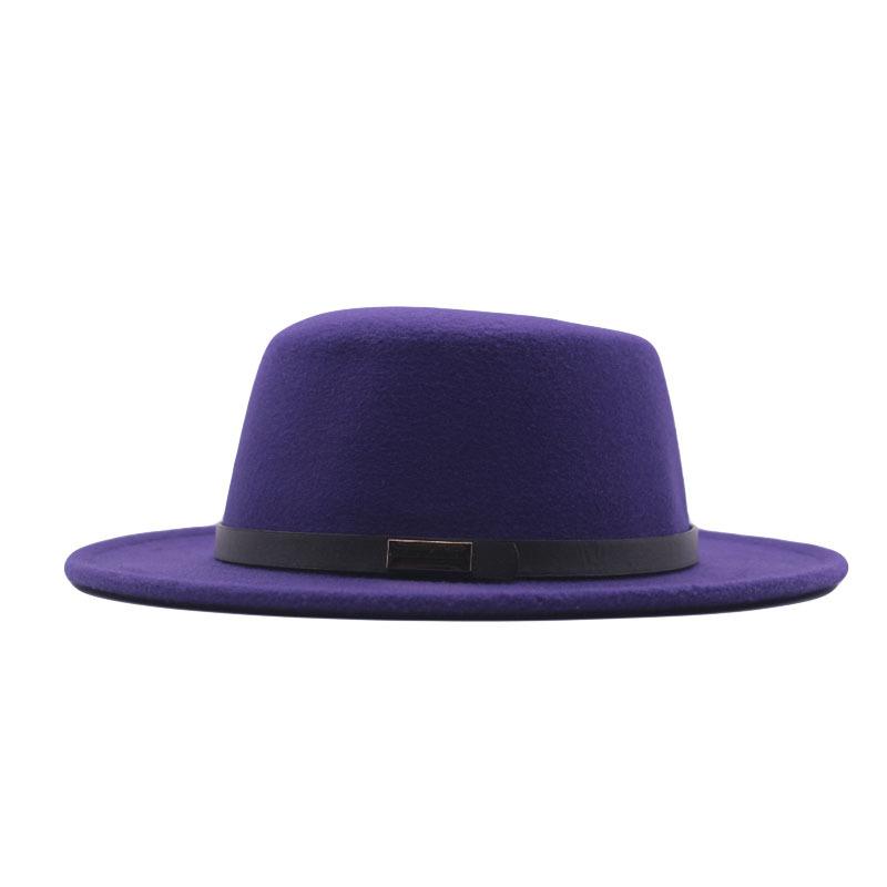 New spring and autumn top hat women's fashion British woolen hat flat top gentleman retro solid color hat