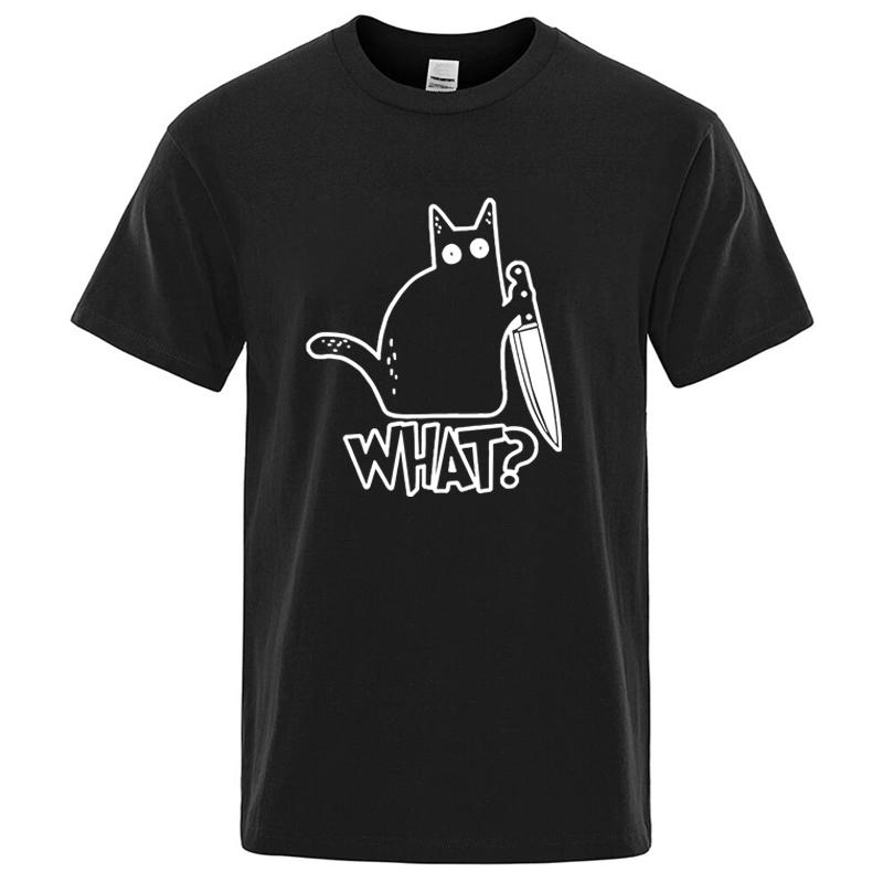 

Mens Tshirt High Quality 100 Cotton Knife Cat Print Men T Shirt Casual Loose Men Tshirt Oneck Tshirt Men for Men Tees Tops S