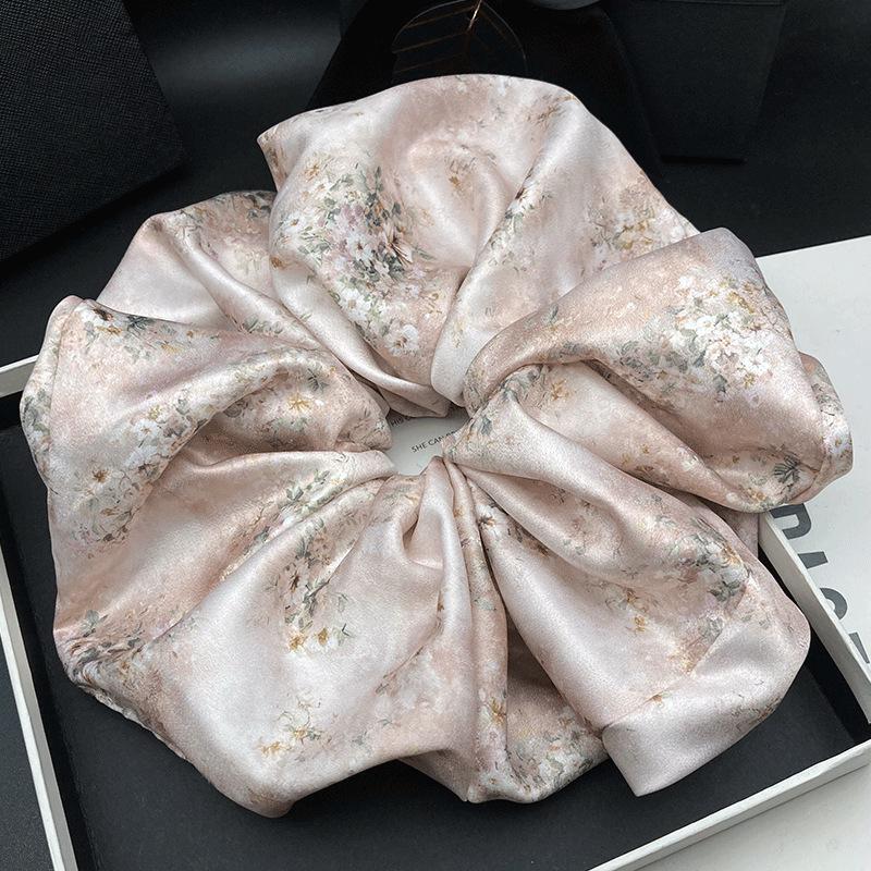Extra Large Satin Floral Scrunchie - Stylish Low Ponytail & Bun Accessory