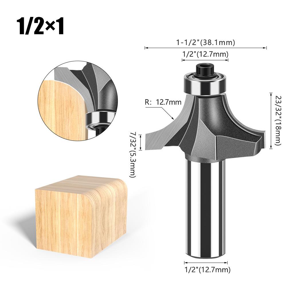 1/2 Handle Fillet Cutter Chamfering Milling Cutter, Commonly Used Fillet Cutter Preferably Tungsten Steel Alloy Fillet Cutter Trimming Machine Tool