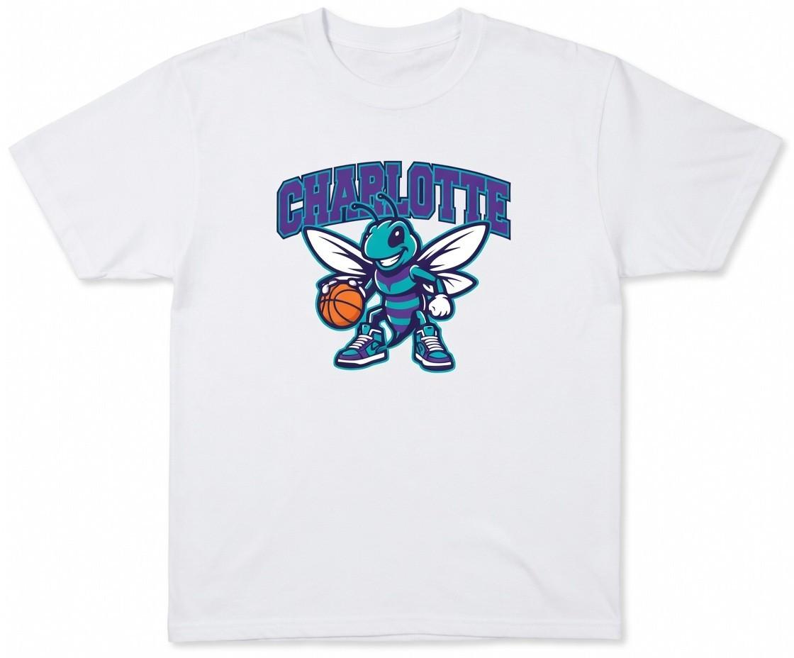 Retro Charlotte Hornets Graphic Print T-Shirt XXXL