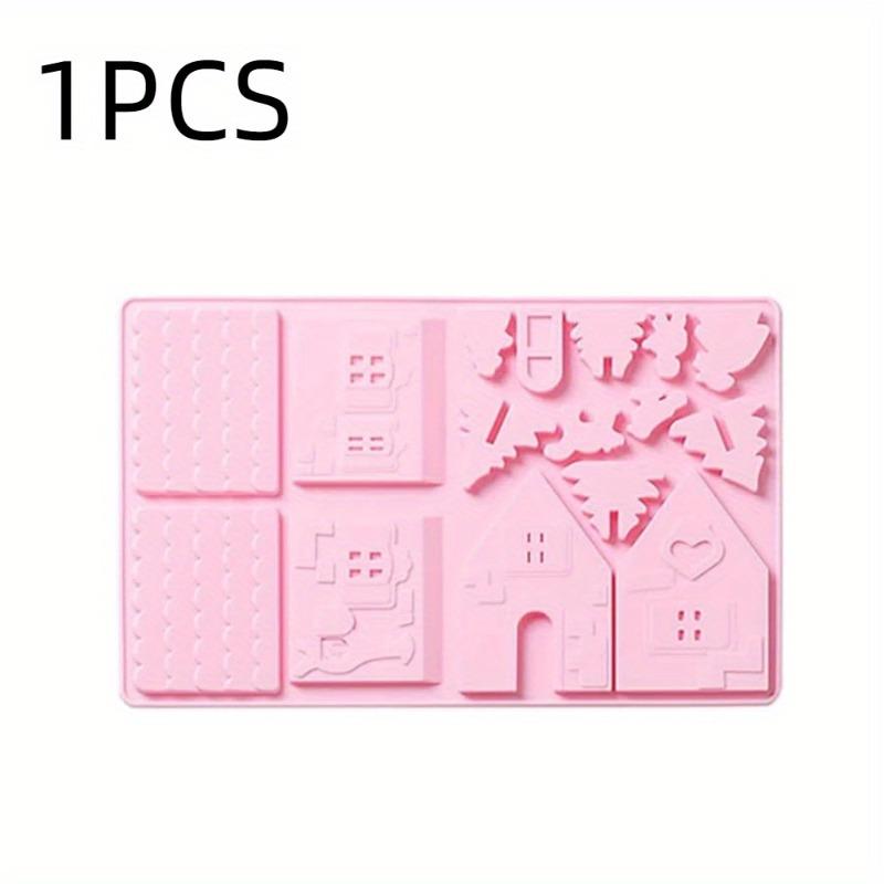 

Christmas Gingerbread House Silicone Baking Mold for DIY Cake Decorations Party Craft Tool with Reusable Design for Festive рожевий