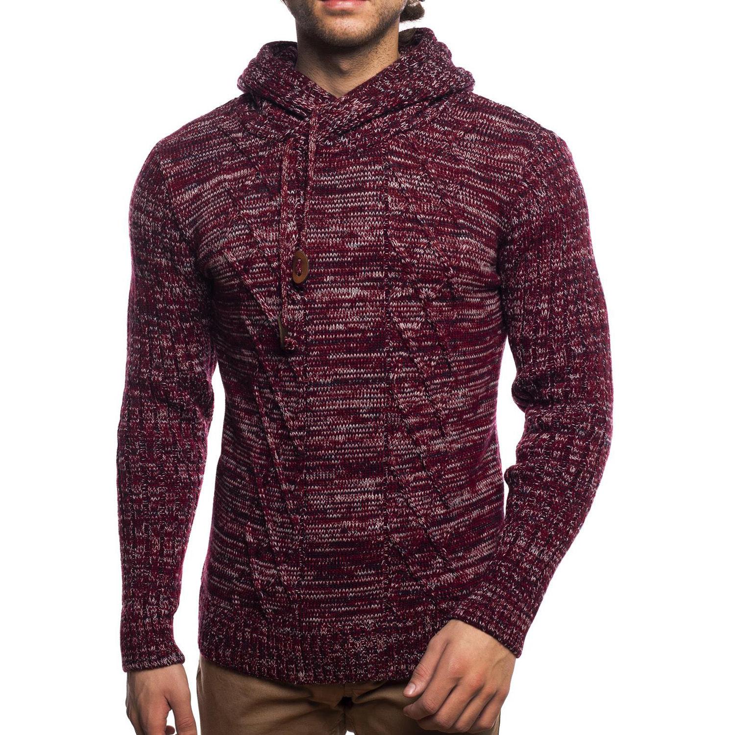 

Мужской свитер с капюшоном Sweater 7510 бордово-красный