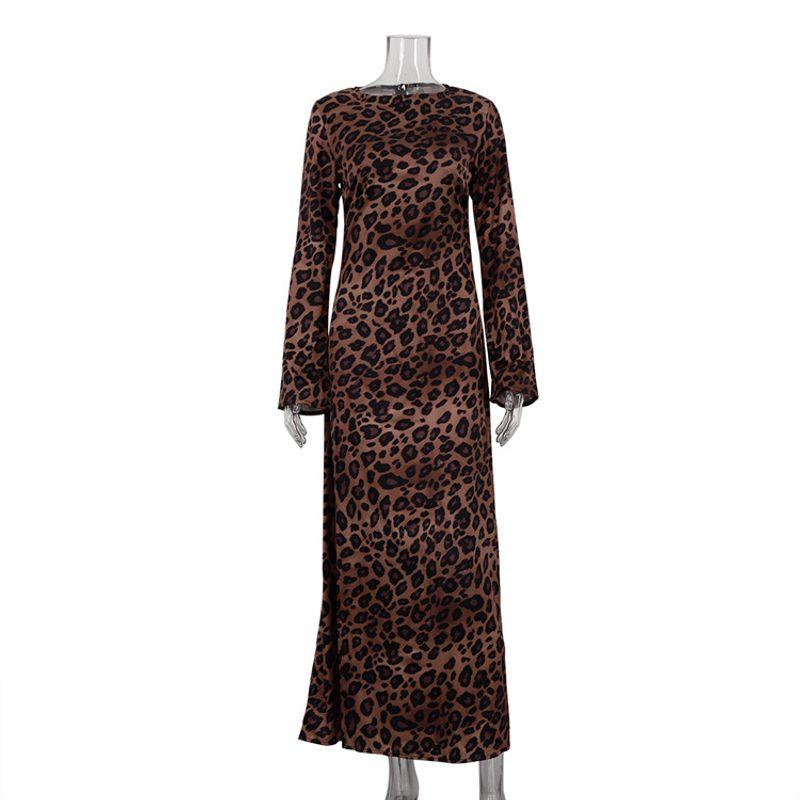 

Leopard Print High Slim Fit Dress Long Leopard Print Print High Waist Slim dress Brown L