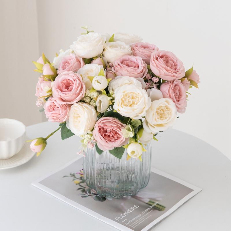 Fake Silk Peony Vases for Garden Home Room Table Decor Scrapbooking Garland Wedding Bouquet Party Accessories Artificial Flowers