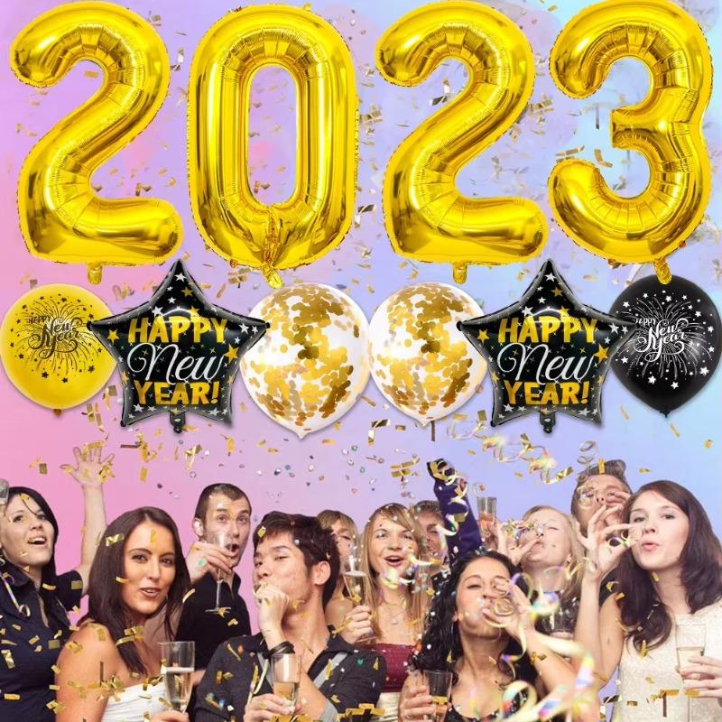 2025 Happy New Year Decorations Wine Bottle Foil Balloons Merry Christmas Decorations Party Confetti Air Ballons New Year EVE