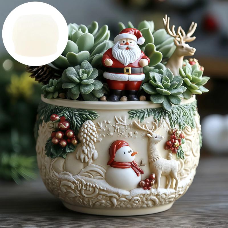 Elk Snow Run Gift Succulent Plant Pot Silicone Mold Christmas Reindeer Resin Plaster Pot Mould Cute Elk Concrete FlowerPot Molds