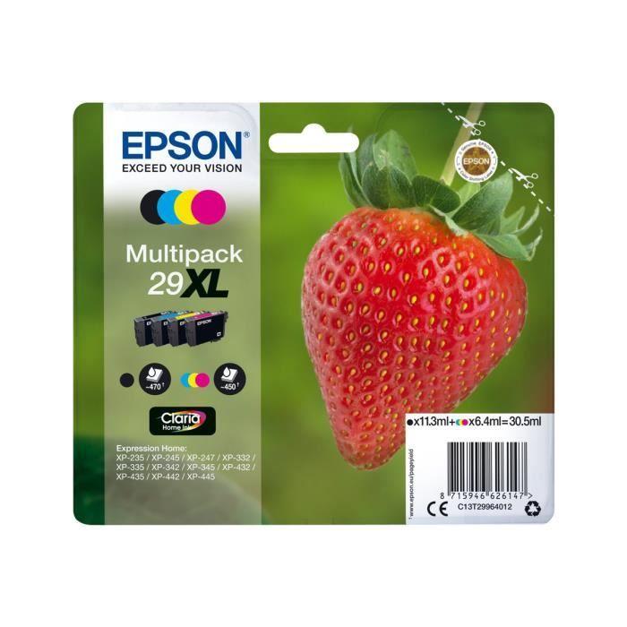 Epson 29XL Multipack Pack de 4 XL noir, jaune, cyan, magenta originale blister cartouche d'encre pour Expression Home XP-245,…