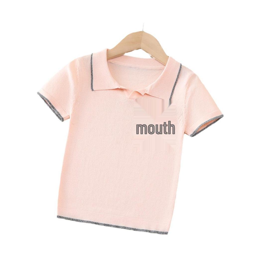 Boy's Knitted Icy Silk Short Sleeve Polo Shirt - Breathable Summer Kidswear