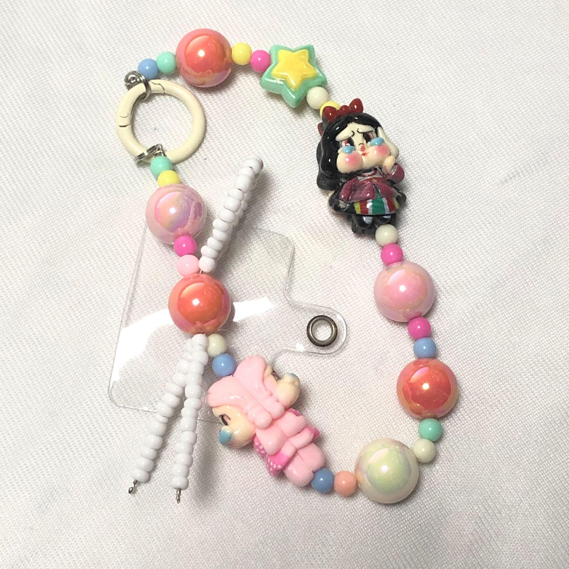 Personalized Dopamine Color Beaded Keychain & Phone Charm Lanyard for Bags GJ001