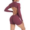 Hollow Out Back Half Zip Jumpsuit With Peach Lifting Buttocks For Sports And Fitness, Naked Sensation, Quick Drying Jumpsuit Yoga Suit For Women