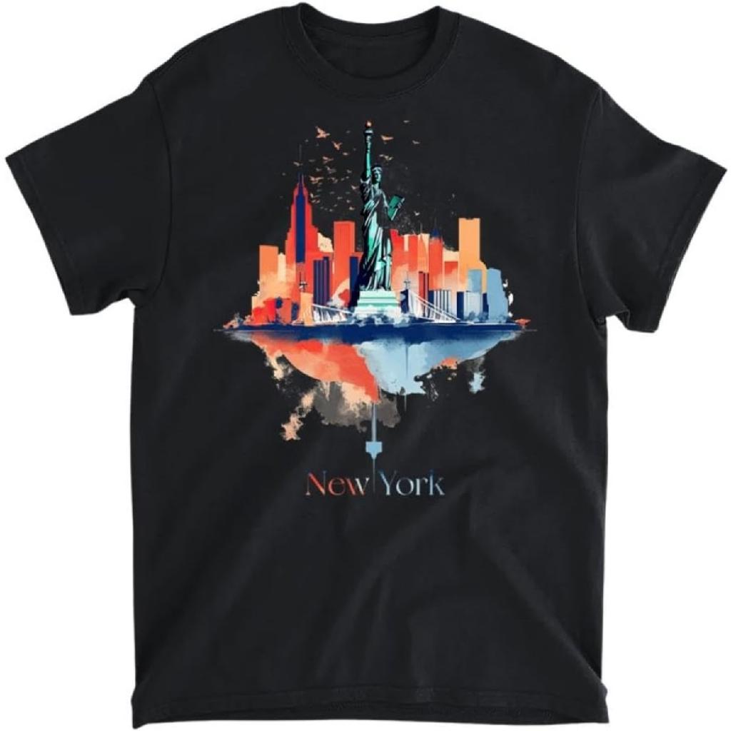 New York City Downtown Skyline Statue of Liberty NYC T-Shirt, Long Sleeve Shirt, Sweatshirt, Hoodie Unisex Adult Size Made In Canada