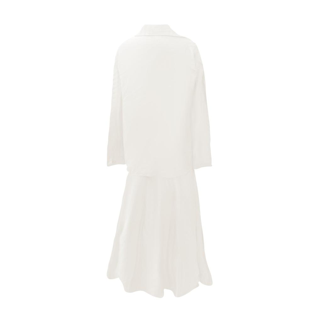 Women's Fashion Casual Retro Large Size Lapel Long Sleeve Shirt Dress Casual Two-piece Set