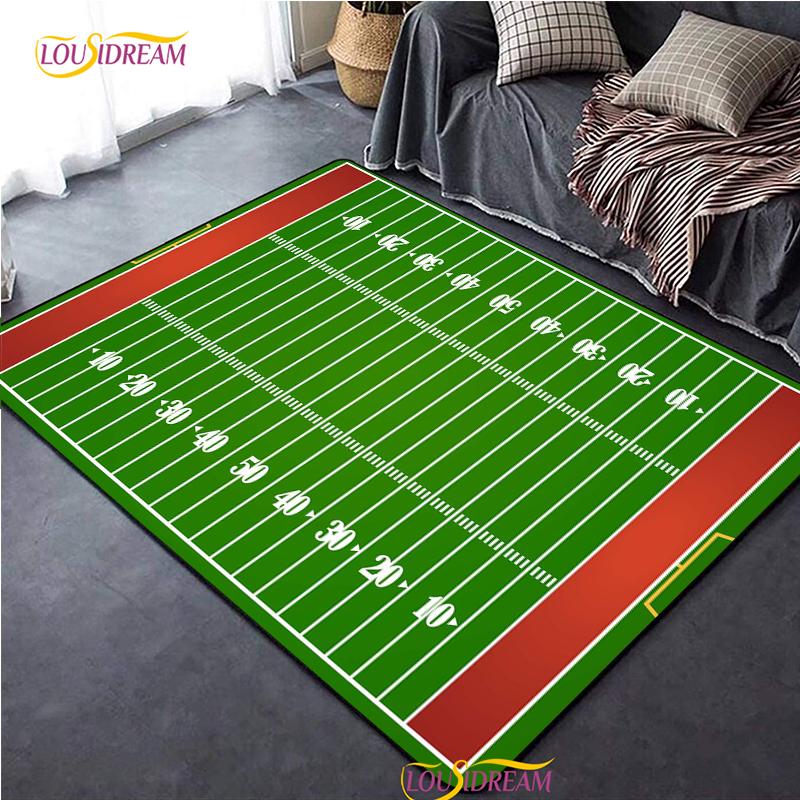 Personalisierter American Football Court Teppich, Teppich für Wohnzimmer Schlafzimmer Dekoration, Kinder Küche Badezimmer Rutschfeste Bodenmatte Alfombra
