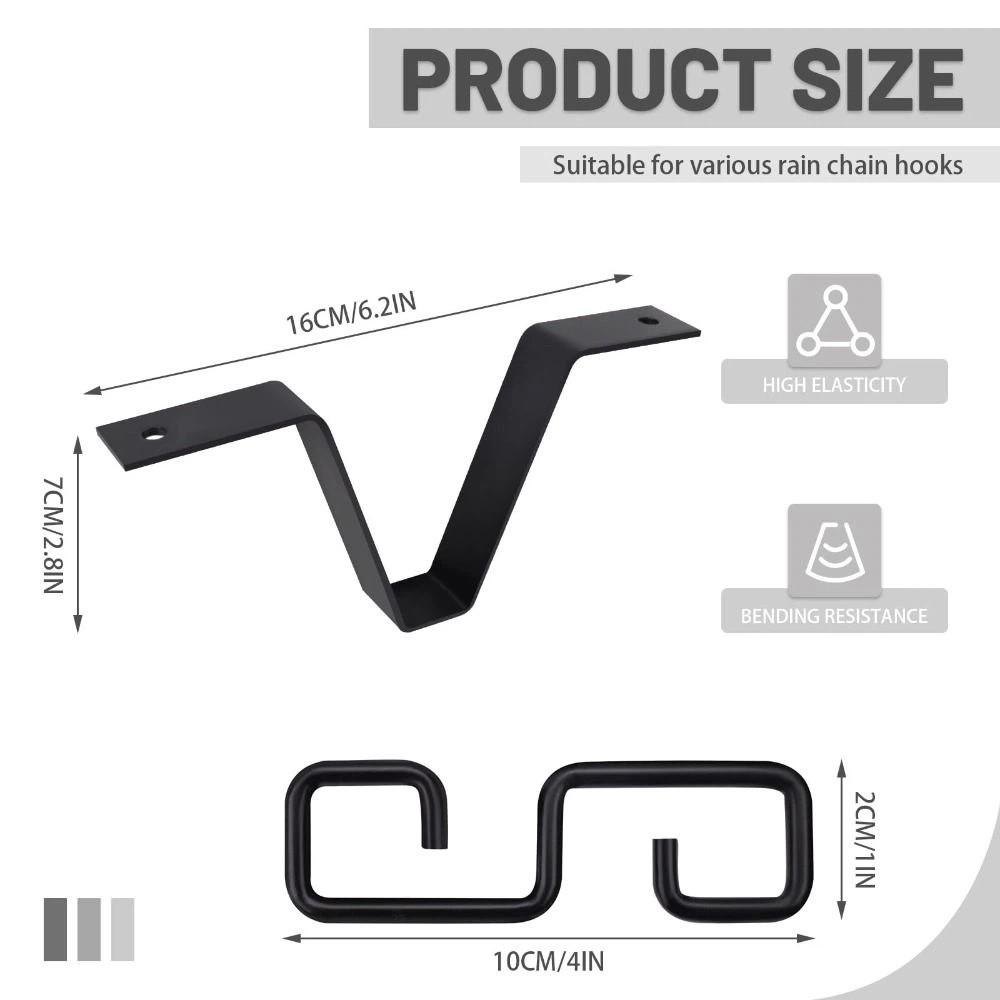 Iron Rain Chain Adapter Black Gutter Adapter V Shaped Hook  Exterior Installation
