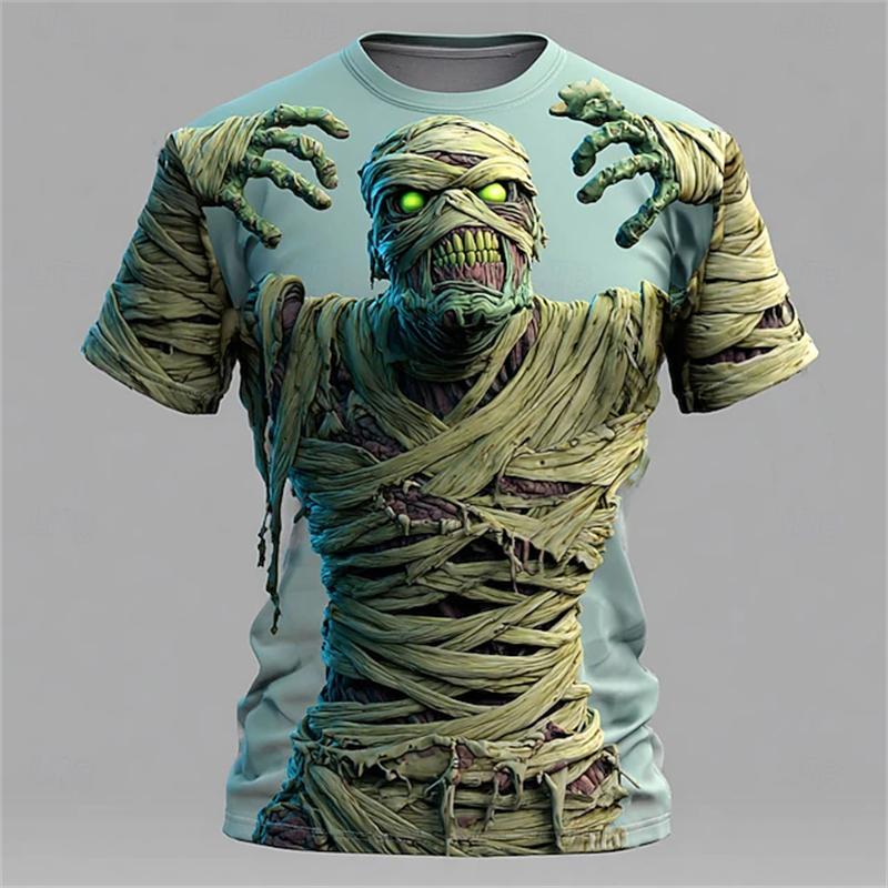Zombie-Mumie Print Kinder T-Shirt Rundhals Locker Kurzarm T-Shirt Horror Party Street Boy T-Shirts Oberteil Mädchen Kleidung