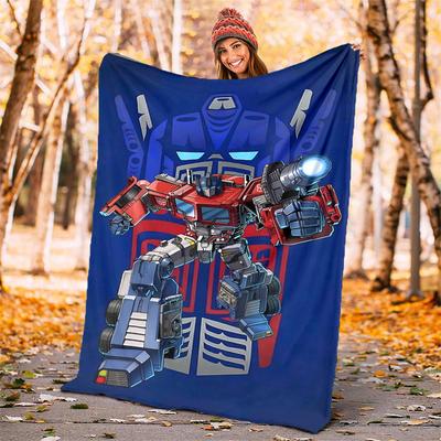 Transformers Flannel Blanket Soft Warm All-Season Throw, Design for Camping, Car Travel, Hiking Sofa, Bed, Office Perfect Gift for Parties