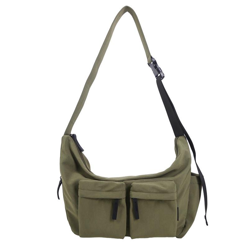 Men Solid Color Shoulder Bag Women Large Capacity Water-Repellent Commuter Crossbody Bag