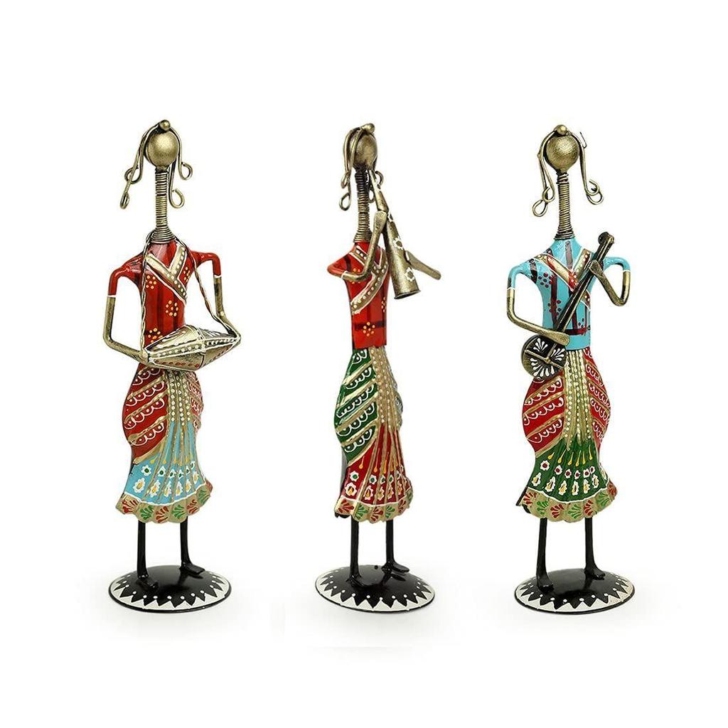 Metal Dancing Lady Decorative Showpiece Table Decor Home Decor Musician Lady Showpiece Gift Item