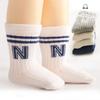 Fashion Stripe Children Knitted Socks N-Letter Baby Mid Tube Sock Solid Color Toddler Cotton Socks Soft Breathable Footwear 0-3Y