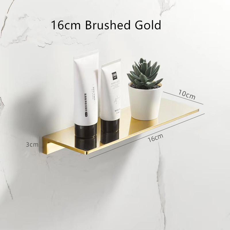 Tuqiu Bathroom Shelf Brushed Gold Top Bath Shower Shelf Brass Bathroom shelf Organizer Wall Mounted Black Kitchen Storage holder