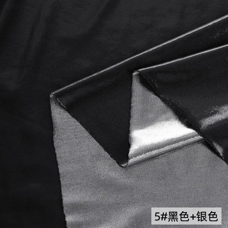 Double-sided Gold-stamped Fake Leather Fabric Iridescent Shiny Stretch Bronzing Fabric Laser Fabric for Dress,Costume,Backdrop