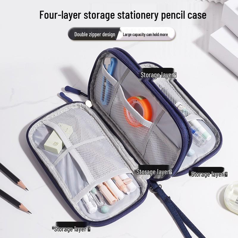 Dual-Layer High-Capacity Pencil Case - Stylish & Dirt-Resistant for High School Students