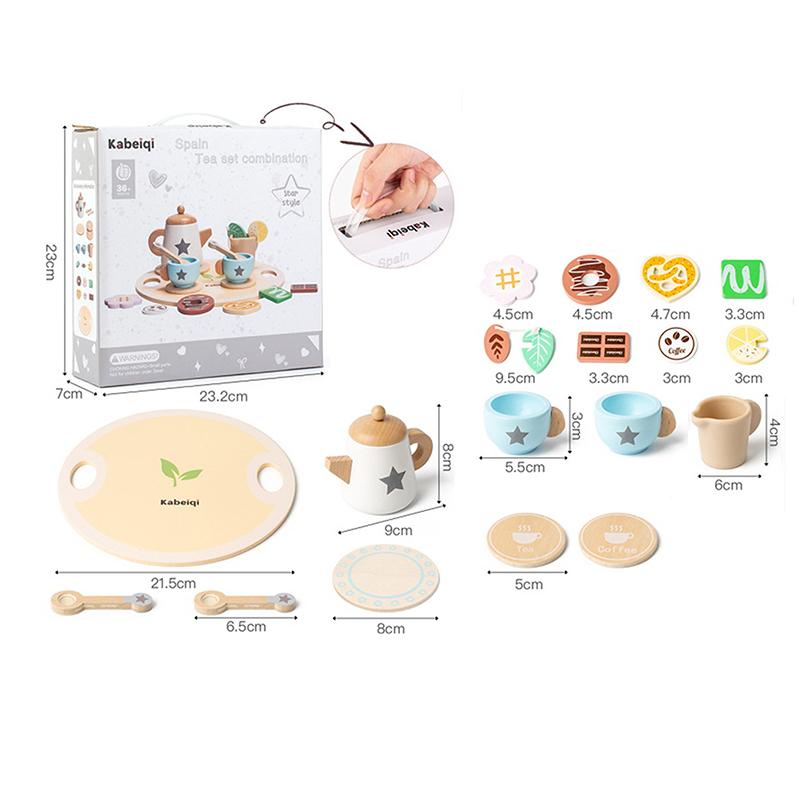 Wooden Tea Set For Little Girls Wooden Toys Toddler Tea Set Play Kitchen Accessories For Kids Pretend Play Food Tea Party Toys