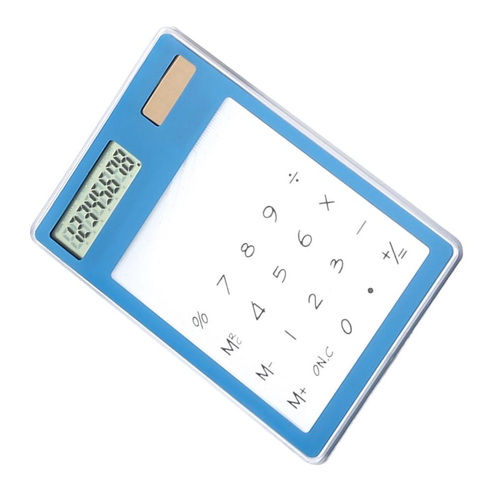 Solar Powered Calculator Touch Screen 8 Digit LCD Display Portable Transparent Calculator for Office School Home