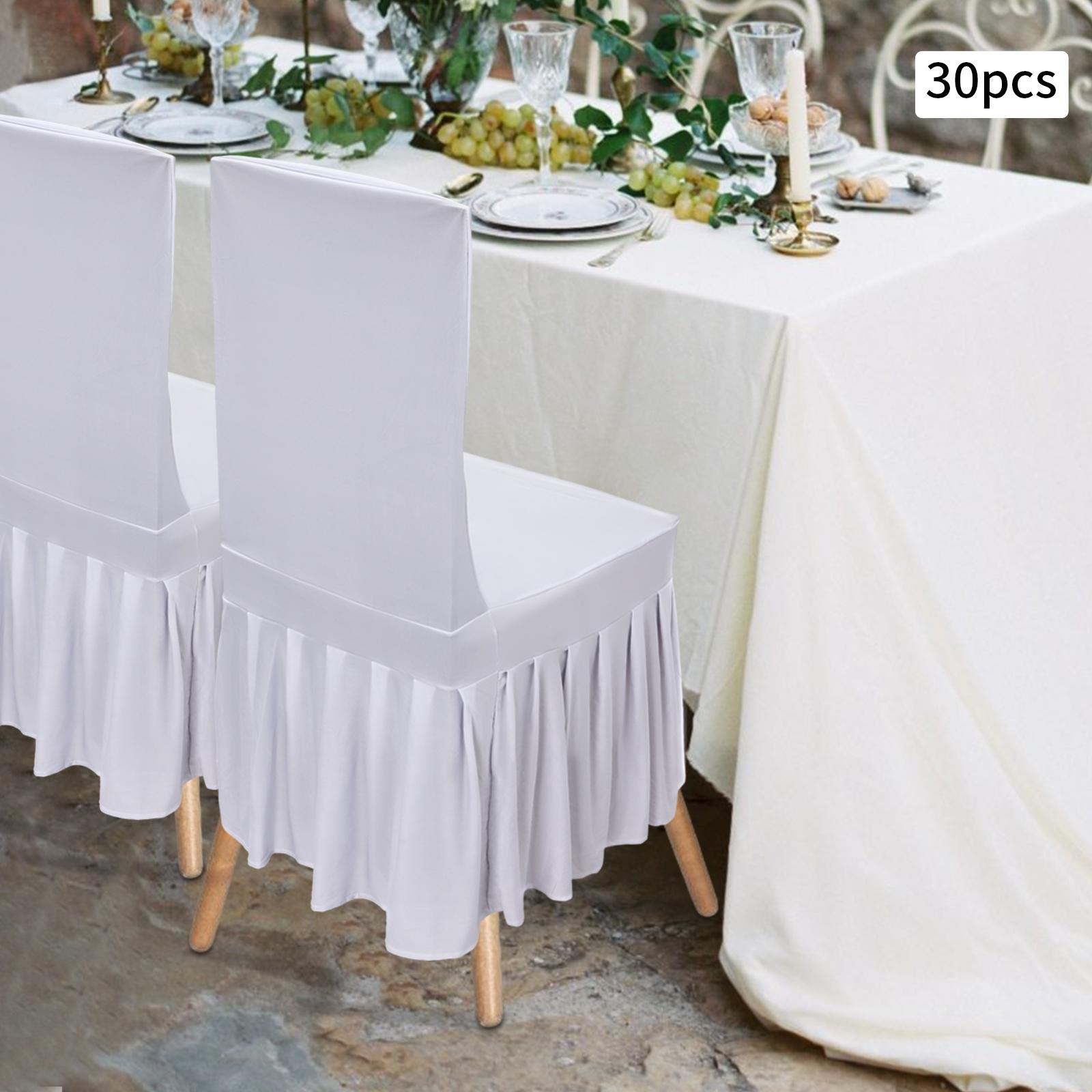 

30 Pieces Chair Slipcovers with Skirt Wedding Stretch Chair Cover Stretch Chair Slipcovers with Skirt For Weddings, Banquets белый