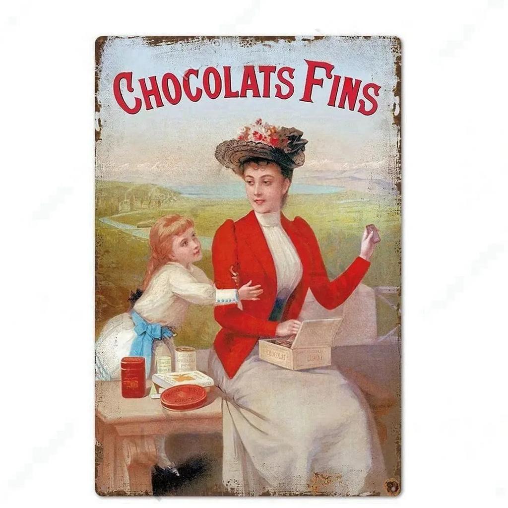 Metal Tin Signs Plaque Chocolate Fortin Wall Decoration Vintage Iron Painting Art Posters for Man Cave Home Cafe Garden Club Bar