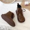 Literary round head cute short women's boots spring and autumn new Martin boots zipper low heel soft sole comfortable short boots tide