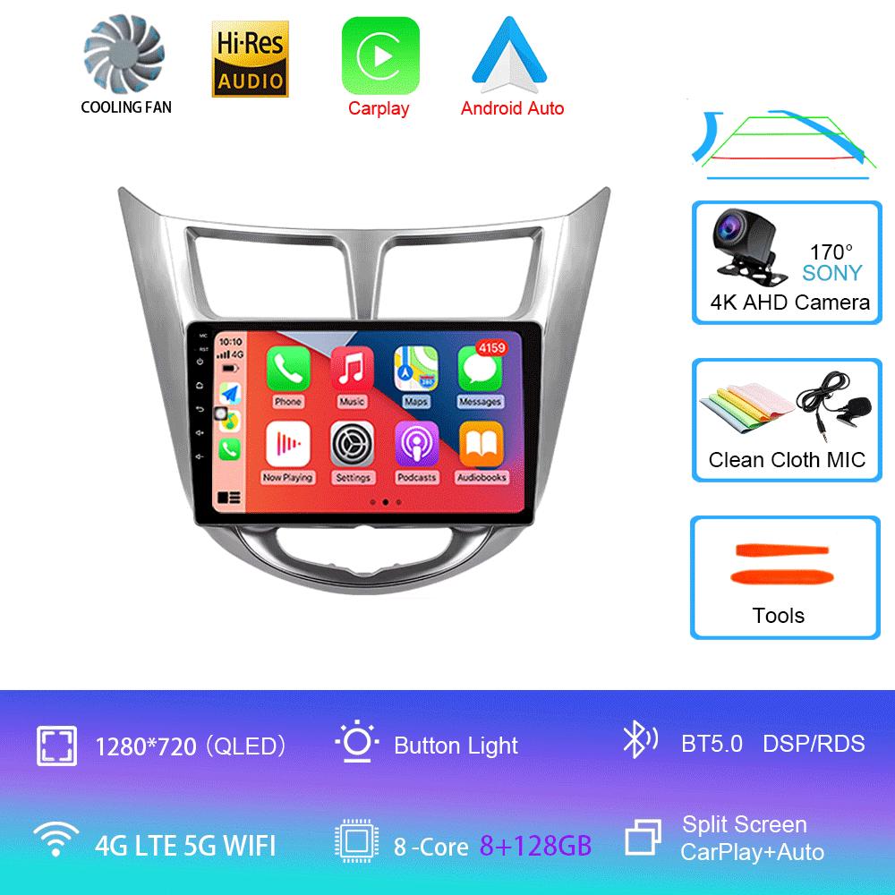 Android14 Carplay Auto For Hyundai Solaris Verna Accent 1 2010 2011 2012 2013 -2016 Multimedia Player Car Radio DSP Stereo 2 Din