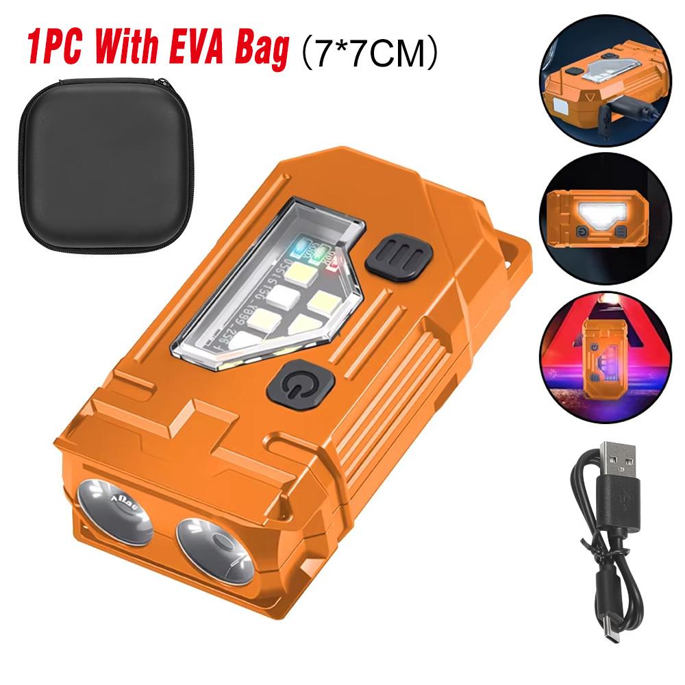 Mini Keychain EDC Flashlight - Rechargeable Magnetic Torch Light with Pen Clip & Hat Clip, Super Bright Lamp for Outdoor/Fishing