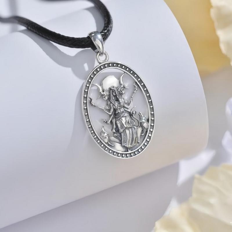 Witchy Necklace Jewelry For Women Girls Triple Moon Goddess Hecate Pendant With Stainless Steel Necklaces Chain Gifts For Her