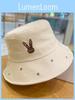 Cute Fisherman Hat For Girls With Embroidered Stars And Rabbits Adjustable Size 53-58cm Sun Protection Wide Brim
