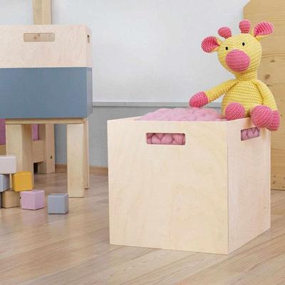 Wooden Storage Box Model 1 - Handles - Natural Wood - 33 X 33 X 37 Cm