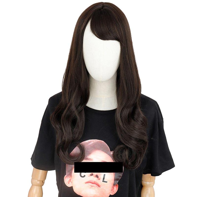 MERISIHAIR باروكات طويلة مموجة للنساء السود، شعر مستعار صناعي أمريكي أفريقي، شعر مستعار بني وردي مع غرة، شعر مستعار مقاوم للحرارة